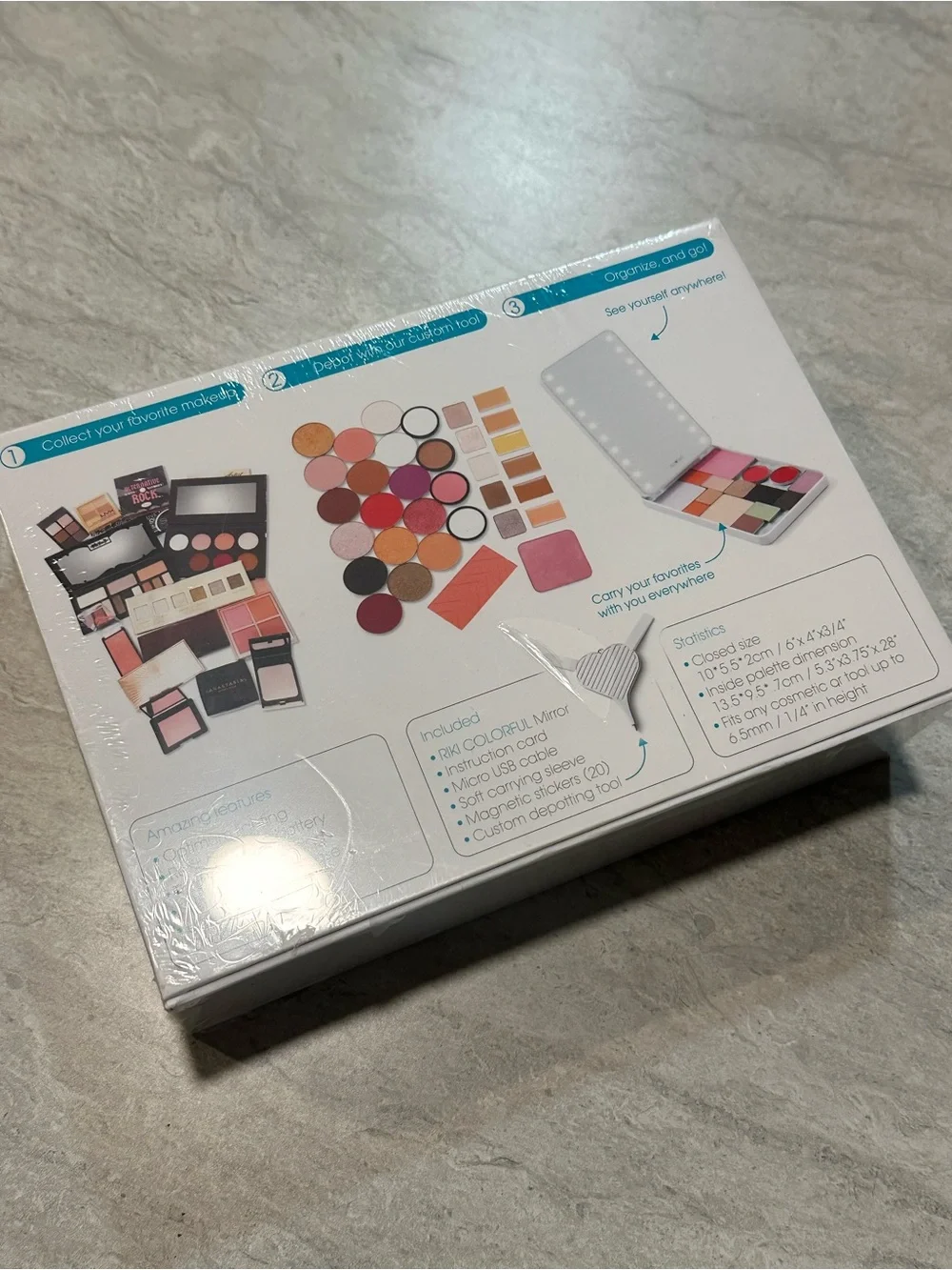 Portable Makeup Palette Case Organizer - White
